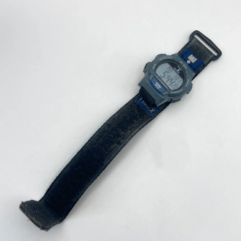 Timex Ironman Men's Watch Digital Gray Blue Indiglo 10 Lap Chrono New Battery